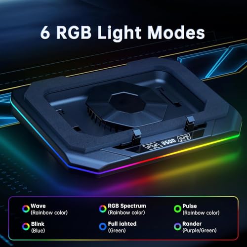 Cooling Pad for HP Omen 17 16 15 15t Transcend 14 16 MAX 16 Victus 15 16 | Pavilion 14-17 inch Gaming Laptop,with Ultra Powerful Booster Turbo Fan,6 RGB Light Mode,Adjustable Speed,Touch Start