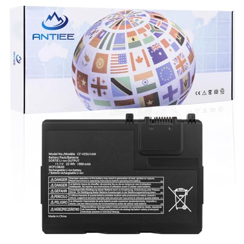 ANTIEE CF-VZSU1AW Battery Replacement for Panasonic Toughbook CF-33 Series | Compatible with CF-33MK1 CF-33AEHFATG CF-33AEQGATG CF-33AEHFZTN/GATG CF-33LEHFAT3/GAT3 CF-VZSU1AJS CF-VZSU1AR 1950mAh 21.65Wh - size: 4.8*3.6*0.4inch CF-33