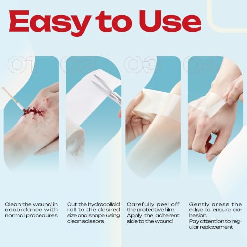 LIFARA Hydrocolloid Roll for Wound Care - Cut-to-Size, Hydrocolloid Patch Bandages with Self-Adhesive, Ultra Absorbent & Waterproof, First Aid Kit Essential (19.7mil/ 0.5mm Thickness, 2in*10ft) - size: 2in*10ft, 19.7mil/ 0.5mm Thickness