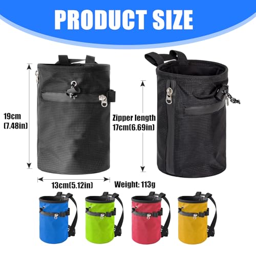 Adjustable Bouldering Chalk Bag Talcum Powder Weightlifting Pouches Rock Climbing Bags Climbing Equipment Bouldering Bucket - color: Painted Black