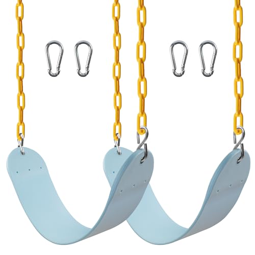 Sunnyglade 2PCS Swings Seats Heavy Duty with 66" Chain, Playground Swing Set Accessories Replacement with Snap Hooks, Support 250lb (2, Pastel Blue) - color: pastel Blue