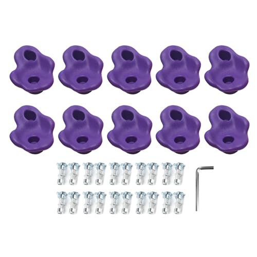 SUNGOOYUE 20 PCS Rock Climbing Holds, Ergonomic PE Rock Wall Grips with Screws and Wrench Tool, for Indoor Outdoor Kids - color: Violet