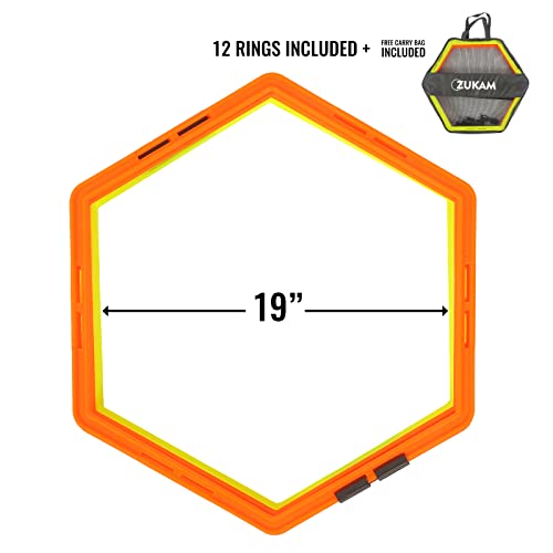 Hex Agility Rings for Speed Training & Agility Footwork Training Speed Hurdles Ladder with Carrying Bag (12 Rings) - size: 12 Rings