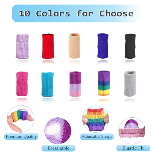 Finger Compression Sleeves, 10 Pcs | Finger Protectors Cots for Arthritis Swelling Basketball Sport, Breathable Elastic - color: Rose Red