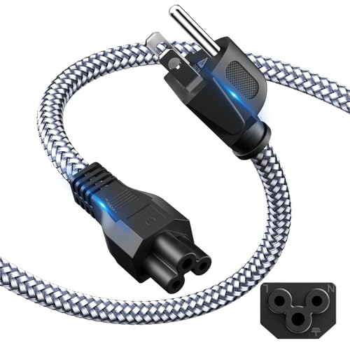 3 Prong Power Cord Nylon Braided Replacement Power Cable for Laptops/Notebook, TVs, Monitors, LG LED LCD Smart 1080p HDTV,Toshiba, Acer, Asus, Scanners, Printer AC Cable-3.3Ft/1M - size: 3.3 feet