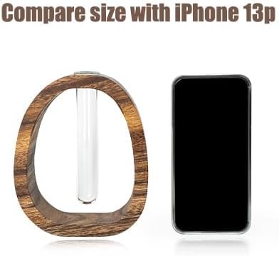 Modern Wooden Glass Test Tube Vase - Desk Plant Decor, Suitable for Home and Office Use