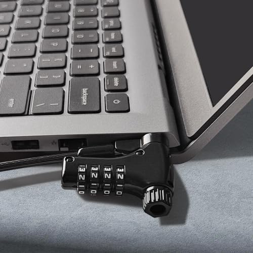 Universal Laptop Combination Lock, 2M/6.6FT Laptop Locking Cable, 4-Digit Resettable Password Anti-Theft Heavy Duty Computer Lock, Security Locks for Laptops, Notebooks Weatherproof - color: password-1 pack-black