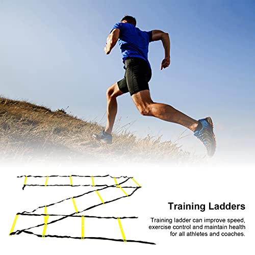 banapoy 7M Agility Ladder, 14 Rung Fixed Distance Speed Training Equipment with Angle Marks for Soccer Football Fitness Coaches and Athletes - color: Yellow