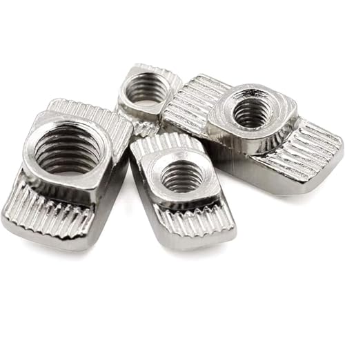 50 Pcs 2020 Series M4 T Nuts, T Slot Nut Hammer Head Fastener Nut, Nickel Plated Carbon Steel Nut for European Aluminum Profile,Drop in T Slot Nuts Assortment Kit(20-M4) - size: 20-M4（50 Pcs）