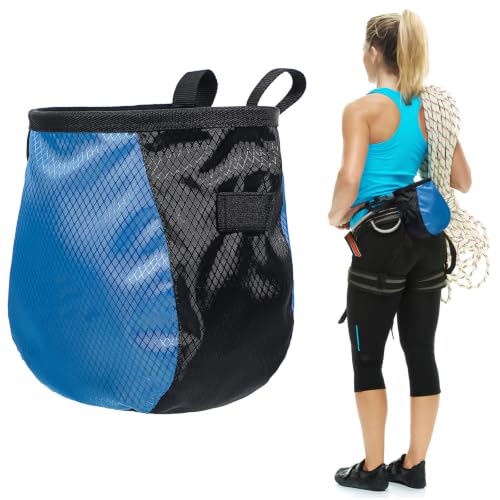Luxshiny 2pcs Climbing Chalk Bags Large Capacity Polyester Chalk Pouches with Hard Brim and Drawstring for Rock Climbing Weightlifting Gymnastics Outdoor Activities