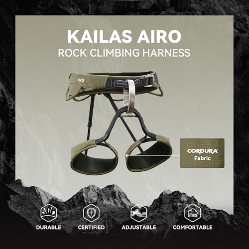 KAILAS Airo Rock Climbing Harness Men Roofing Harnesses Rescue Mountaineering Safety Belt Women Comfortable Lightweight - color: Gray Green, size: X-Small