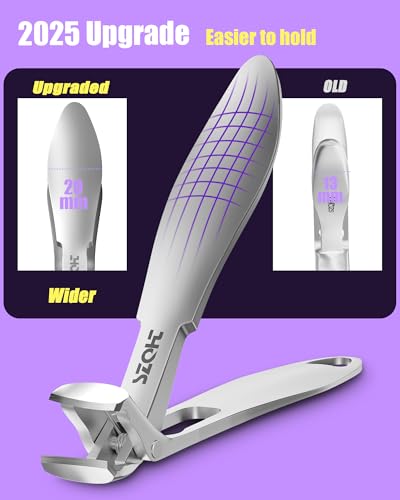 2025 Upgrade Angled Head Nail Clippers for Men, Toenail Clippers for Seniors Thick Toenails, Large Toe nail Clippers with Catcher, Extra Wide Handle,Sharp Heavy Duty Stainless Steel Nail Cutter-Silver - style: Sliver