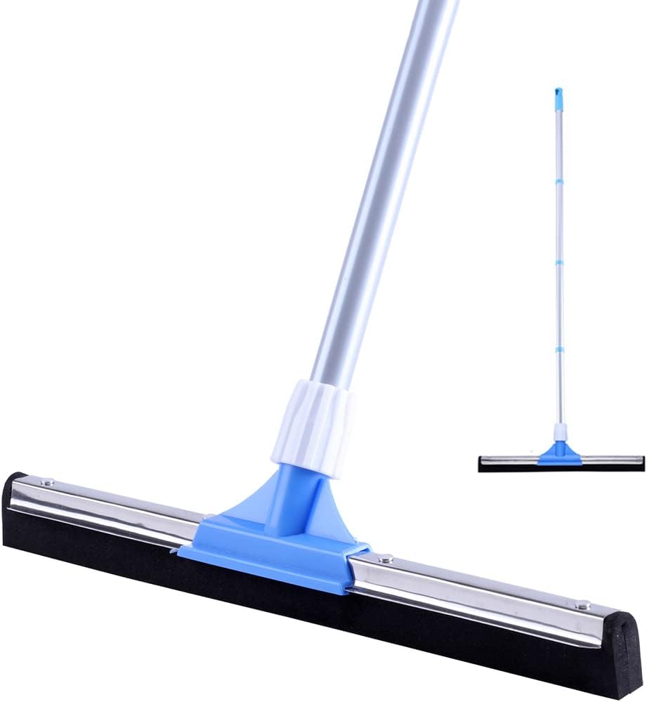 Floor Squeegee for Concrete Floor - 50" Squeegee Broom with Long Handle for Tile Floor, Heavy Duty Foam Floor Water Wiper for Garage, Shower, Kitchen, Windows, Glass, Carpet and Pet Hair
