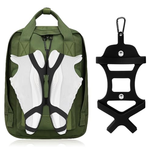Shoe Holder for Backpack, takyu Elastic Silicone Shoe Holster with Backpack Clips for Sneaker Bag, Hang Extra Shoes Cleats Boots or Gear on Your Bag (Black） - color: Black