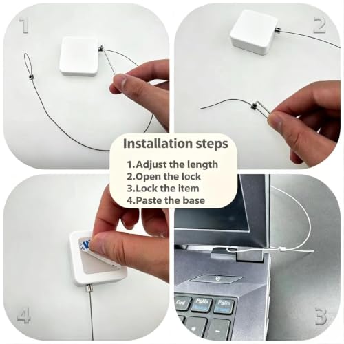 Retractable Cable Lock with Cable tie, to Prevent Loss of Various adapters and Security Locks During Meetings,Also for exhibits, Remote Controls and Harnesses (2, 3.3ft) - size: 3.3ft