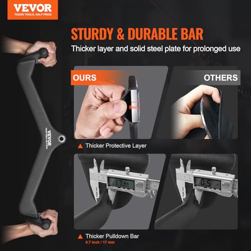 VEVOR LAT Pulldown Attachments, Cable Machine Rowing T-bar V-bar Tricep Pull Down Bar, Back Strength Training Rubber Coated Handle Grip, Bicep Curl Tricep LAT Pulldown Bar for Home Gym Fitness - size: 5PCS B