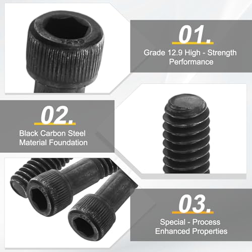 PATIKIL 1/4"-20 x 3 Socket Head Cap Screws Bolts, 10Pcs Carbon Steel Hex Head Metric Screws for Door Road Bicycle Mountain Bike Auto Ship Communication Equipment, Black - size: 1/4"-20 x 3