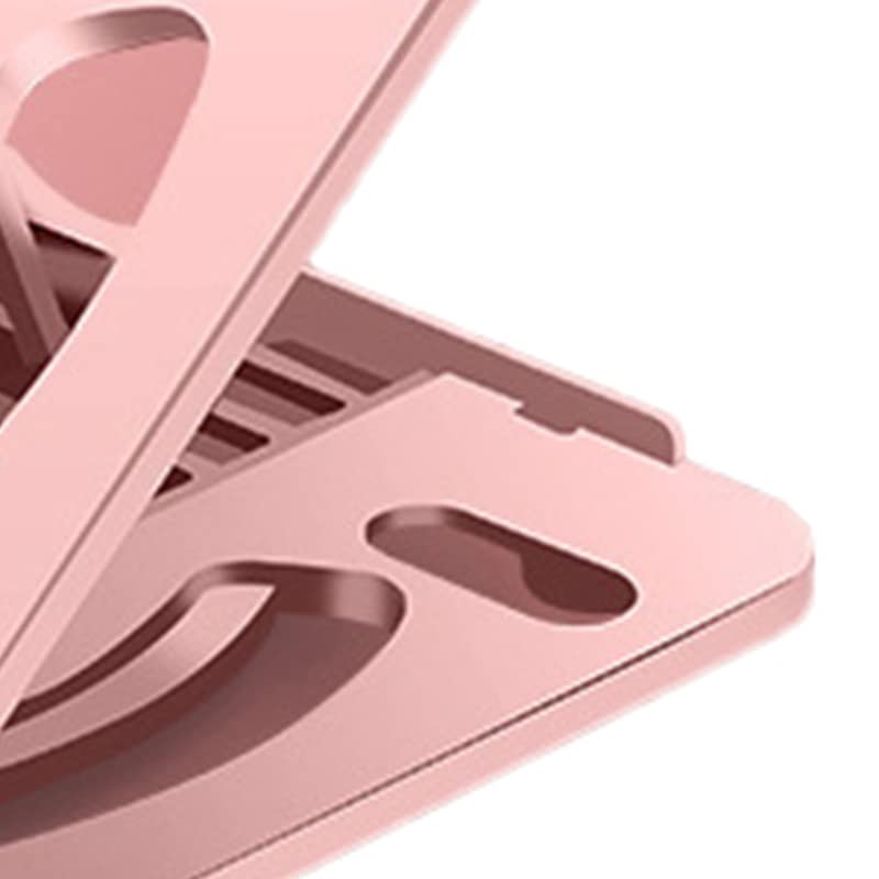SUNGOOYUE Laptop Stand, 8 Angle Adjustable Foldable 360 Degree Rotating with Hollow Design for Office Home Classroom, Ergonomic Non Slip PP ABS Silicone Material (Pink) - color: Pink
