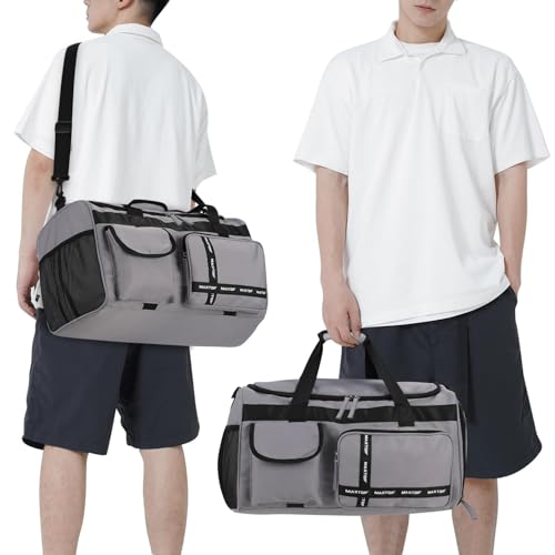 MAXTOP Gym Bag for Women Men Travel Duffle Bag Large Capacity Carry On Weekender Overnight Bag With Shoe Compartment Gym Tote Dry Wet Separation Duffel Bag for Travel - color: Grey, style: Gym Bag