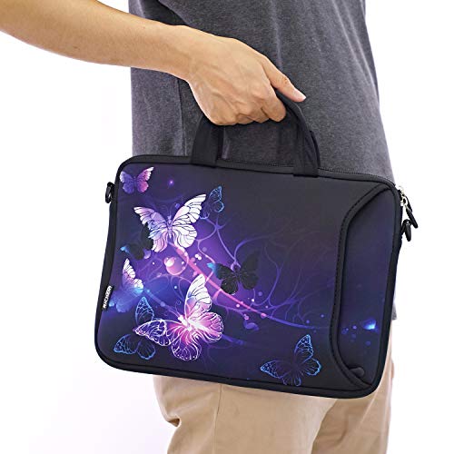 10 inch Messenger Bag Carrying Case with Handle Accessory Pocket Fits 7 to 10-Inch Laptops/Notebook/Kids Tablet (7-10.2 inch, Butterflies) - color: Butterflies, size: 7-10.2 inch