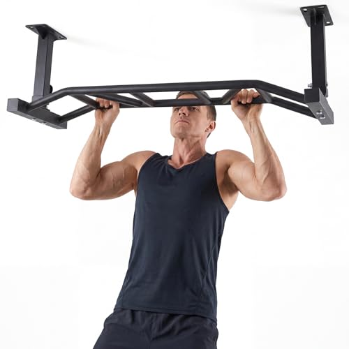 47 Inch Ceiling Mount Pull Up Bar Adjustable Height&Supports to 600 Lbs Indoor Chin-Up Bar Fitness Trainer for Home Gym Workout Strength Training Equipment