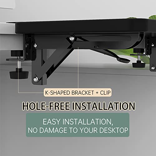 Sisyphy Ergonomics Desk Extender Tray, 11.8x5.9" Punch-Free Clamp on, Foldable Keyboard Drawer Tray, Table Mount Arm Wrist Rest Shelf, Computer Elbow Arm Support - color: Carbon, size: 5.9*11.8"(30*15cm)