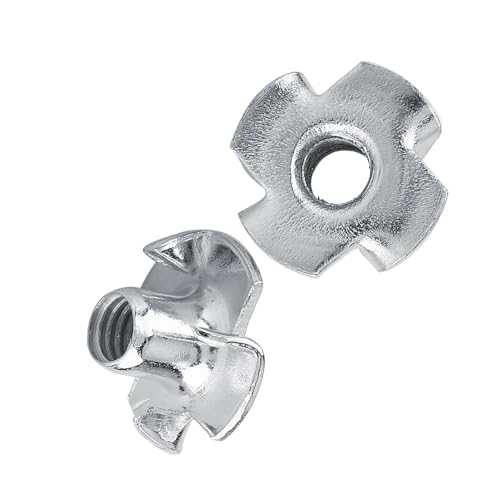 50pcs T Nuts,Zinc Plated Carbon Steel 4-Pronged Tee Nut for Wood, Rock Climbing Holds, Furniture (M3 (50 pcs/Pack)) - size: M3 (50 pcs/pack)
