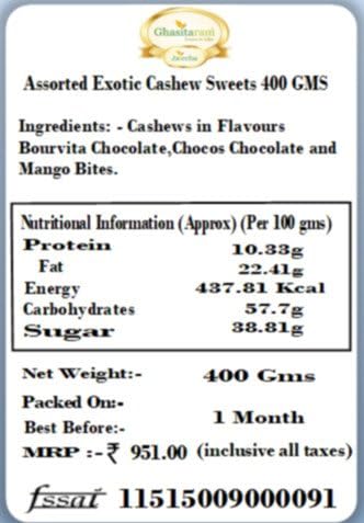 Ghasitaram Gifts Rakhi Gifts for Brothers Rakhi Sweets - Ghasitaram Gifts - Assorted Exotic Cashew Sweets 400 GMS with Beads Rakhi