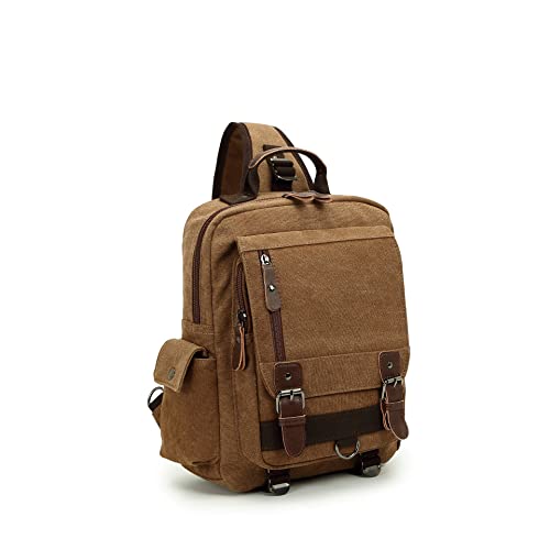 Sechunk Canvas Messenger Bag Sling Bag Crossbody Bag Shoulder Bag Retro Cross Body Handbags - color: Coffee, size: Large
