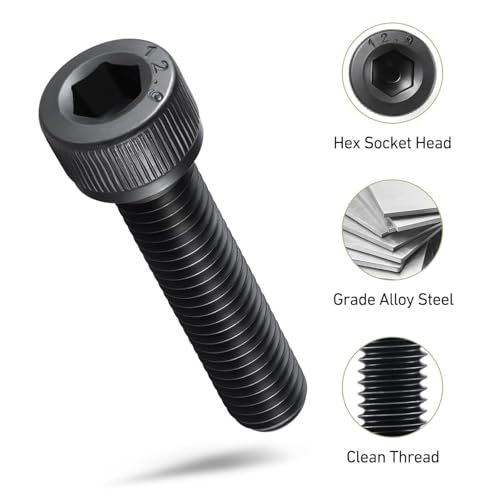 1300Pcs M2 Screws Assortment Kit,Hex Socket Head Cap Screws Bolts Nuts Washer Set,12.9 Grade Alloy Steel,Black Oxide M2 x 4/6/8/10/12/16/20mm,for 3D Printer,DIY Project - size: M2 1300PCS Socket Black