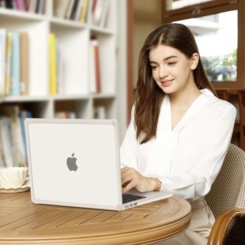 MOSISO Compatible with MacBook Air 13 inch Case M5 2026 M4 M3 M2 2025-2022 | A3449 A3240 A3113 A2681, 3 in 1 Kit Crack-Resistant Heavy Duty Protective Hard Shell Case Cover with TPU Bumper, Starlight - color: Starlight