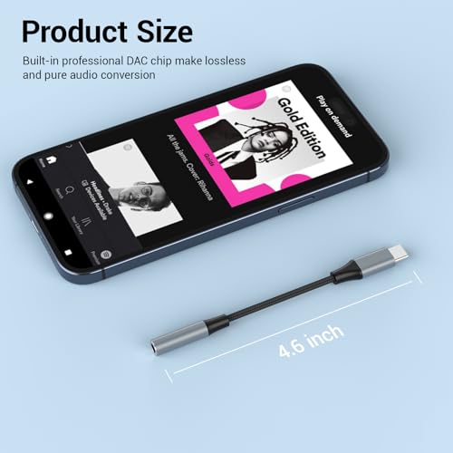 4pcs USB C to 3.5mm Female Headphone Jack Adapter | Upgrade Metal Case, Compatible with Samsung S20+/S21 Ultra, iPhone15 16 17, and More USB C Audio Devices - color: Grey, size: 4.6 IN-4PCS