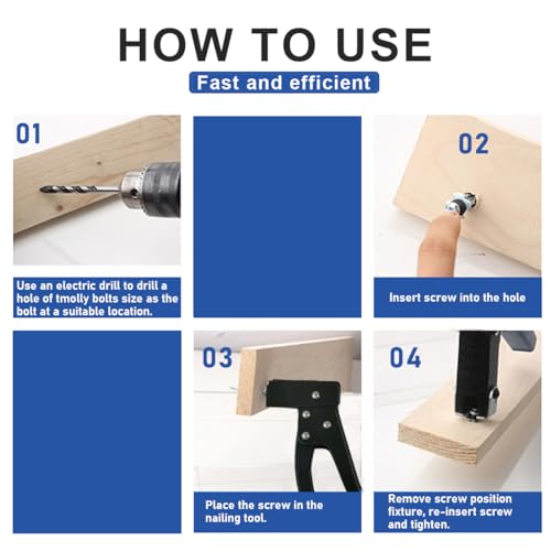 Heavy Duty Wall Anchor Gun Metal Setting Tool for Hollow Wall Anchor Plasterboard Fixing (M3 M4 M5 M6 M8)