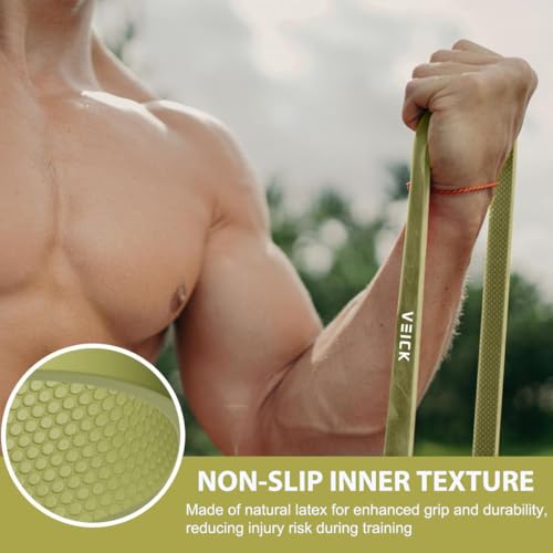 VEICK Pull Up Assist Resistance Bands for Home Gym | 100% Natural Latex, Non Slip Leather Texture, Space Saving, Versatile for Full Body Training, Home Gym - color: Gray Set of 5 + Hand Grip Pads