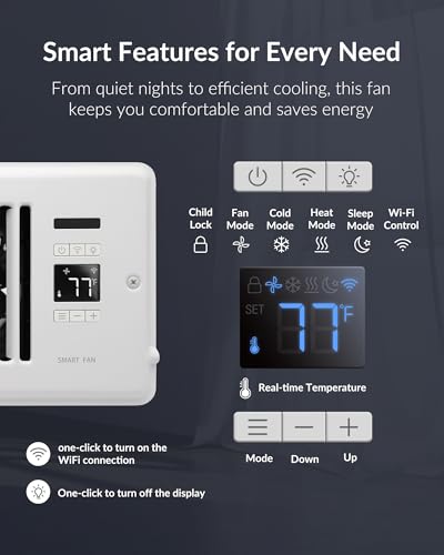 Howeall Super Quiet Register Booster Fan for 4" x 12" Register Holes, Smart Vent with Dual Intelligent Thermostat and WIFI App Control, Heating Cooling AC Vent Fan (White) - color: White, size: 4" x 12"