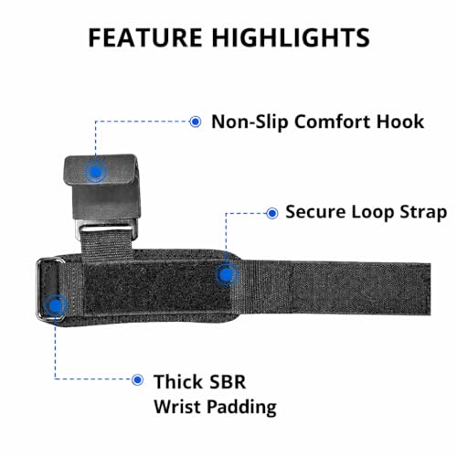 Weight Lifting Hooks with Wrist Straps – Heavy Duty Neoprene Padded Hook & Loop Closure with Palm Guard for Deadlifts, Powerlifting, Bodybuilding & Pull Ups (Pair)