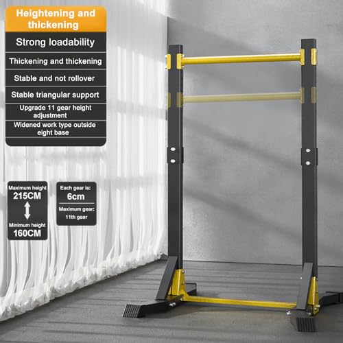 Pull Up Bar Free Standing Portable Pull Up Dip Station with 11 Gears Adjustment Multi-Function Strength Training Pullup Tower Station Equipment for Home Gym 400lbs Black