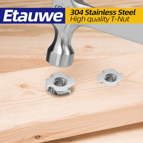 M4 T-Nuts 304 Stainless Steel, 4-Pronged Tee Nut for Wood, Rock Climbing Holds, Furniture, 50 PCS - color: 304 Stainless Steel, size: M4