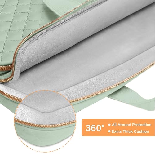 MOSISO 360 Protective Laptop Case 13.3 inch, 13-13.3 inch Laptop Sleeve | Compatible with MacBook Air/Pro 13/Pro 14,HP Dell ASUS Lenovo, Square Quilted Bag with 2 Pockets&Handle&Belt, Sage Green - color: Sage Green, size: 13.3 inch