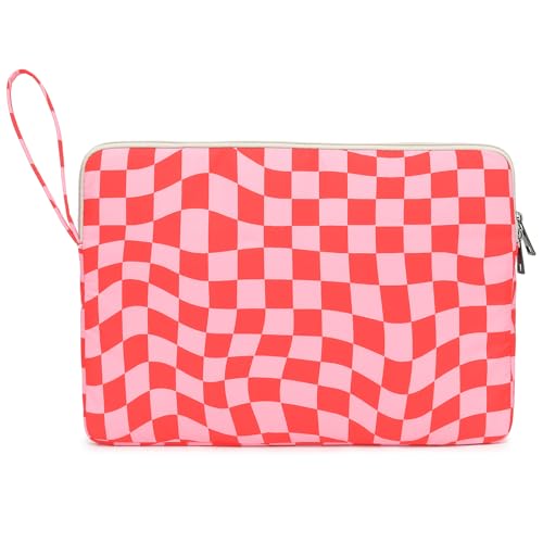 Pink Checkered Laptop Sleeve Case with Handle and Pockets for MacBook Pro 16 and 15 Inch,15.6 Inch Laptop - color: Pink Checkered, size: 15 inch-15.6 inch