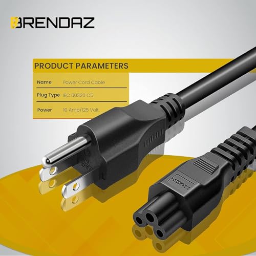 3 Prong Power Cord 10ft. NEMA 5-15P to C5 Power Cable for TV, Monitors, Chargers, Computers, Compatible with Dell, HP, Toshiba, Lenovo, Acer, LG TV's (10-Feet) - size: 10-Feet