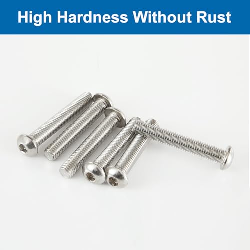 M6 x 30mm 35mm 40mm 45mm 50mm Button Head Socket Cap Screws Bolts, Stainless Steel 304, Metric Allen Hex Drive, Bright Finish, Fully Threaded, Assortment Kit 50PCS - size: Button M6x30-50 mm