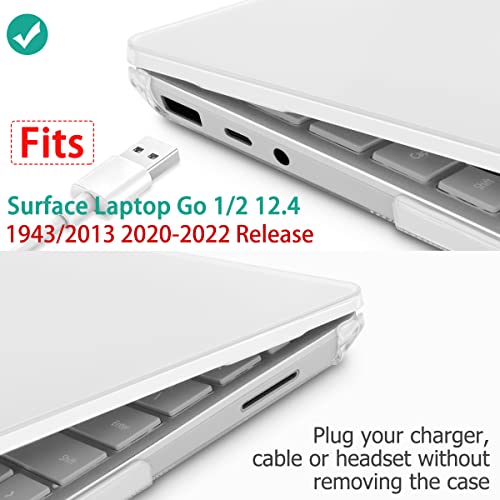 Mektron 2023 Microsoft Surface Laptop GO 3 Case 12.4" Compatible with Go 2/1 Laptop Cover 2022-2020 Releases Model 1943/2013 Plastic Hard Shell Case with Screen Protector, Crystal Clear - color: Crystal Clear