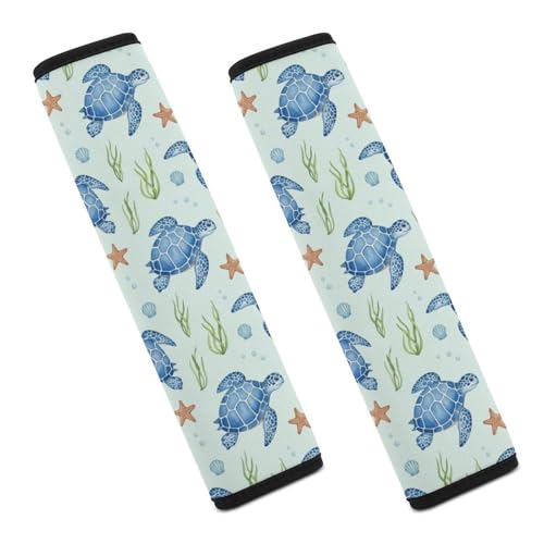 2 Pack Watercolor Turtle Car Seat Straps Shoulder Pads Soft Padded Seat Belt Cushion for Kids, All Vehicles, Pressure Relief - color: Pattern 1079