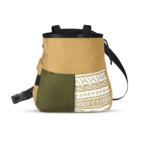 Mountaineering Chalk Bag with Large Capacity, Independent Front Compartment, Multifunctional Sports Bag for Climbers, Trapezoidal Bottom, Orange - size: Large Khaki