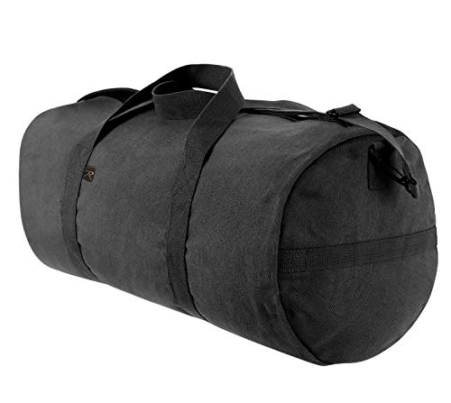 Rothco Heavy-Duty Canvas Shoulder Duffle Bag - Rugged Travel Gym Gear Equipment Bag - color: Black, size: 15 Inches