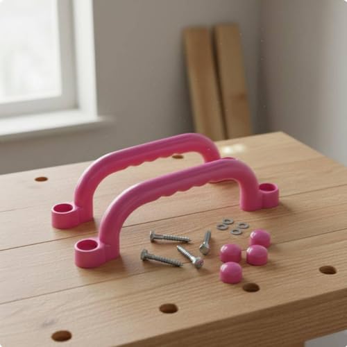 Qianly 2 Pieces Climbing Frame Handles Sturdy Construction Kids Climbing Handle Heavy Duty Playset Grips for Young Children, Red - color: Red