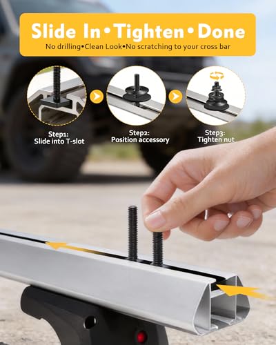 T Slot Bolts for Roof Rack Cross Bars, Platform, Cargo Basket, Stainless Square T Track Bolt Adapter to Secure Bike/Ski/Kayak Rack, Solar Panel, Awning, 4mm Thick - color: M6x35mm,6pk