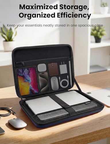 DOMISO Laptop Hard Case 15-16 inch Waterproof Shockproof Hard Shell Laptop Sleeve with Handle & Storage Pocket, Compatible with MacBook, HP, Dell, Dark Blue - color: Dark Blue, size: 15.6 inch