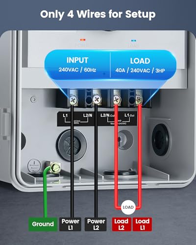 SURAIELEC Digital Pool Timer, 40AMP 240V 3HP, 7-Day Pool Pump Timer Switch | Programmable Box for Swimming Pump, Hot Water Heater, Lights, Simultaneously Controls Up to 3HP Devices, Outdoor/Indoor Use - style: 240VAC 3HP